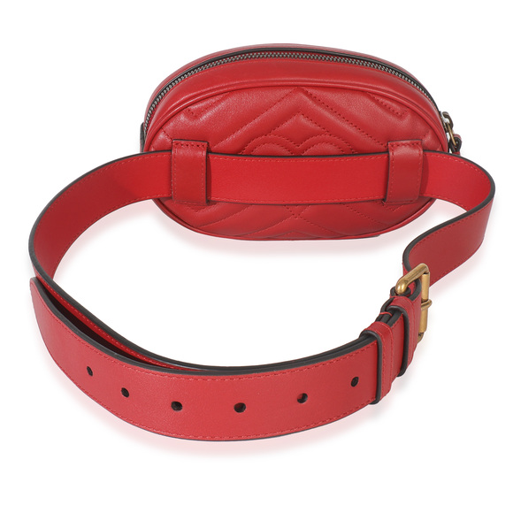 Gucci Hibiscus Red Matelasse Calfskin GG Marmont Belt Bag 85/34 - Picture 2 of 8